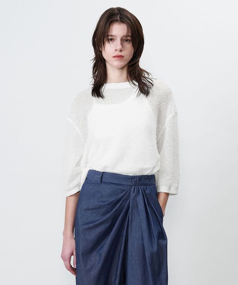ASTRAET「＜ASTRAET＞14G クルーネック ショートスリーブニット」|ニット・セーター|WHITE