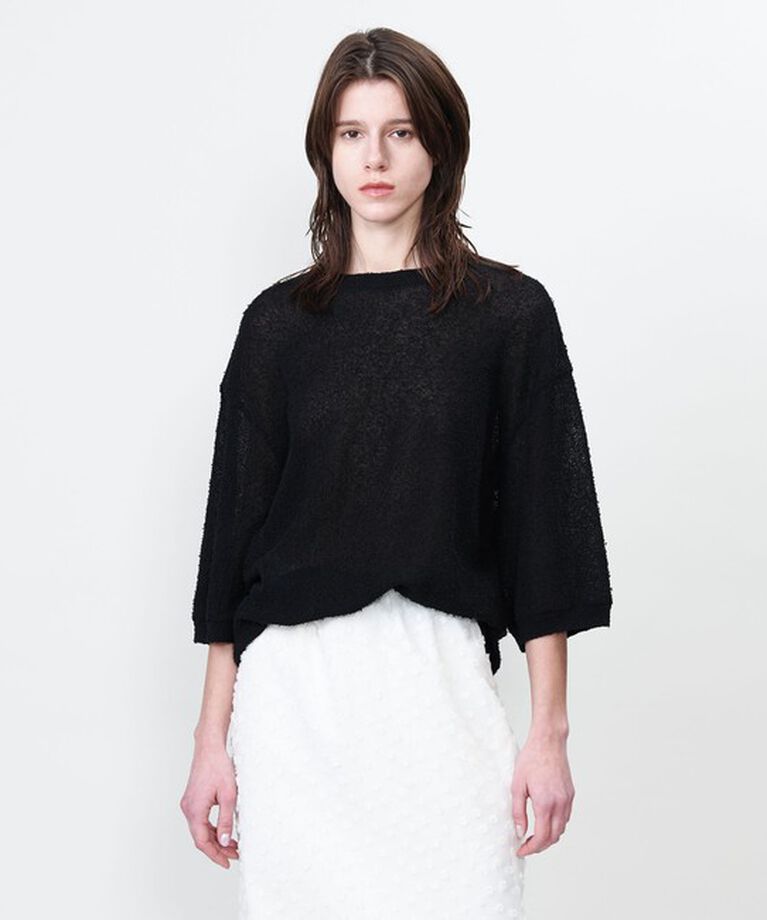 ASTRAET「＜ASTRAET＞14G クルーネック ショートスリーブニット」|ニット・セーター|BLACK