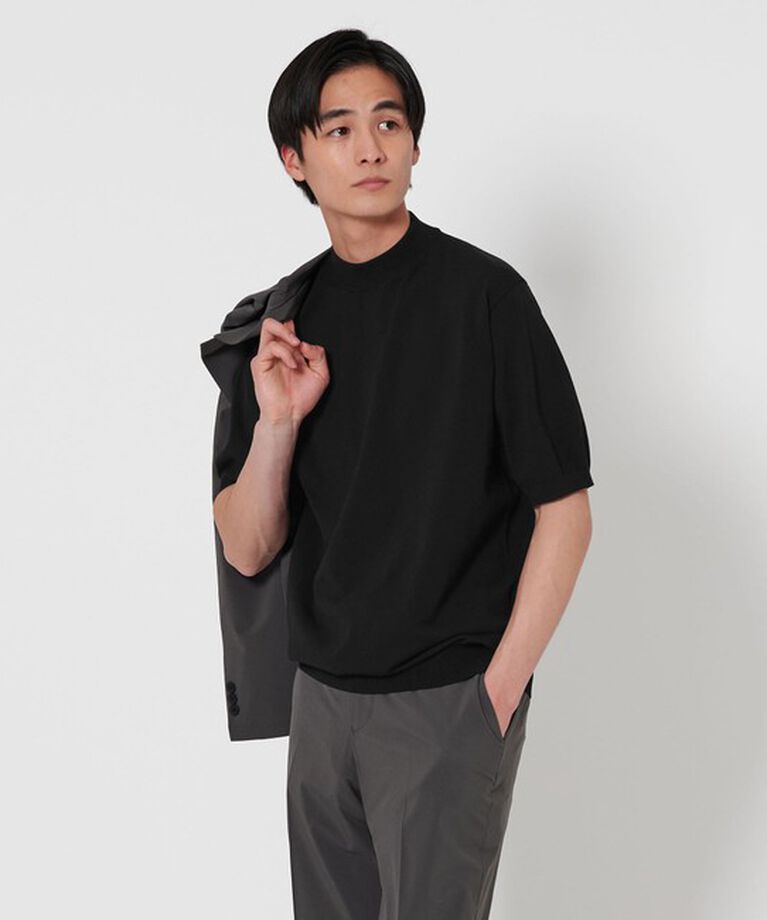 UNITED ARROWS「ショートスリーブ モックネックニット UA COZY ーウォッシャブル・抗菌防臭ー」|ニット・セーター|