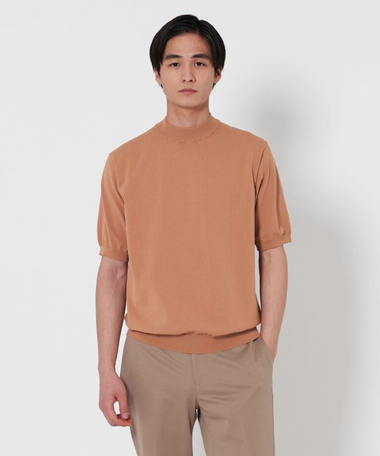 UNITED ARROWS「ショートスリーブ モックネックニット UA COZY ーウォッシャブル・抗菌防臭ー」|ニット・セーター|