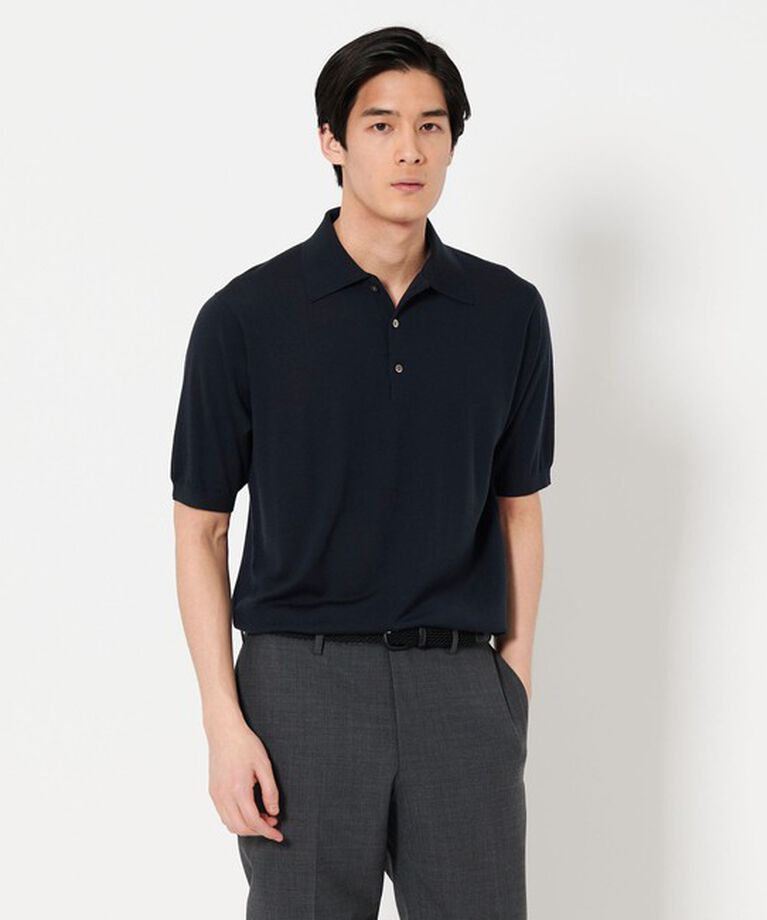 UNITED ARROWS「ウール ハイゲージ ニットポロシャツ」|ポロシャツ|NAVY