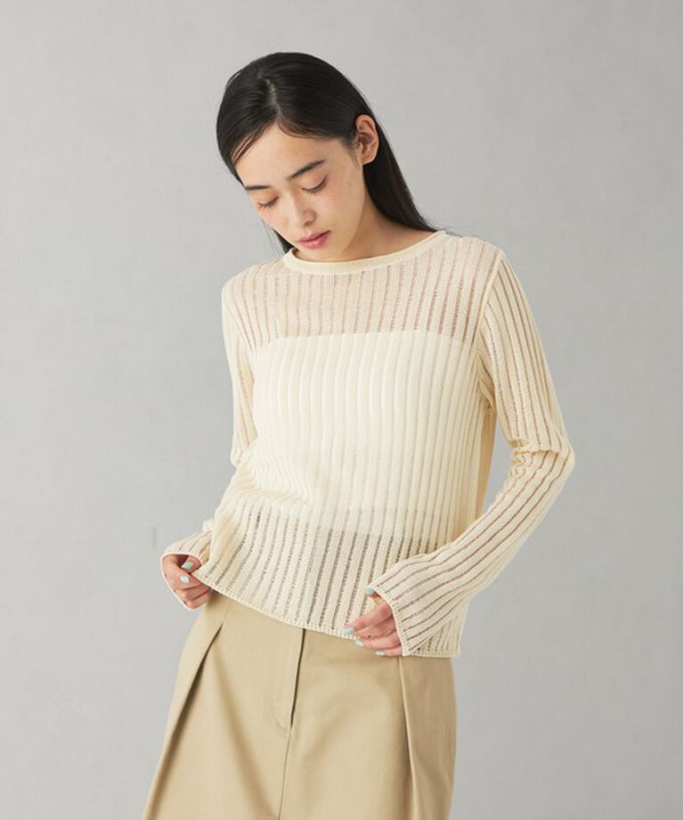 EMMEL REFINES「＜EMMEL REFINES＞EM ハリヌキ ロングスリーブ ニット プルオーバー」|ニット・セーター|