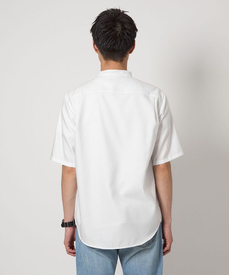 UNITED ARROWS green label relaxing「W/R オックス ストライプ バンドカラー 半袖 シャツ」|シャツ・ブラウス|