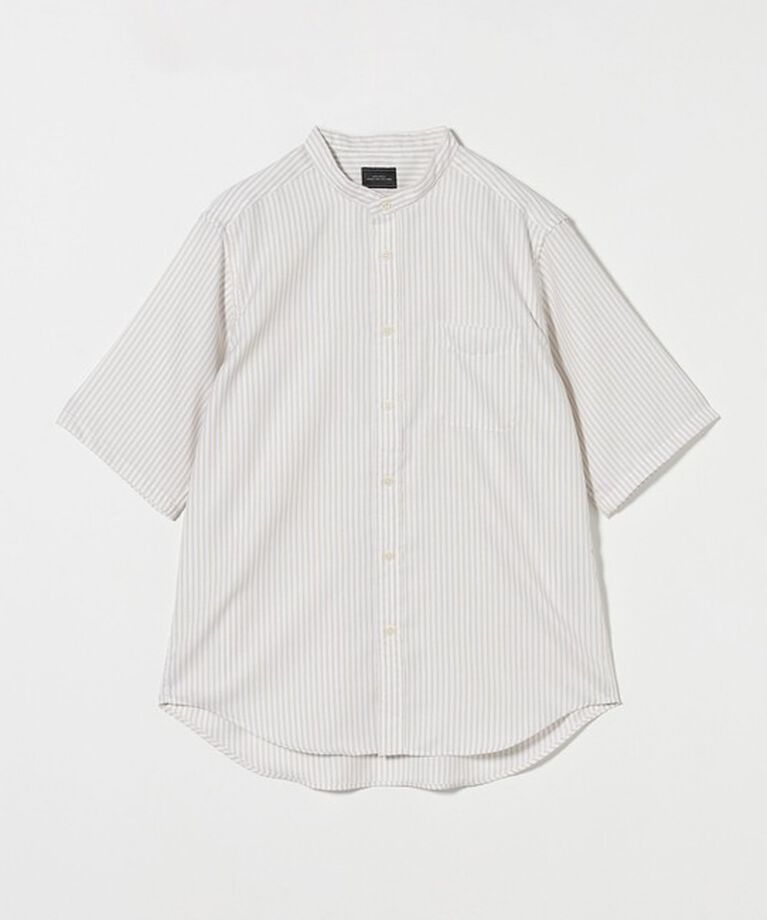 UNITED ARROWS green label relaxing「W/R オックス ストライプ バンドカラー 半袖 シャツ」|シャツ・ブラウス|