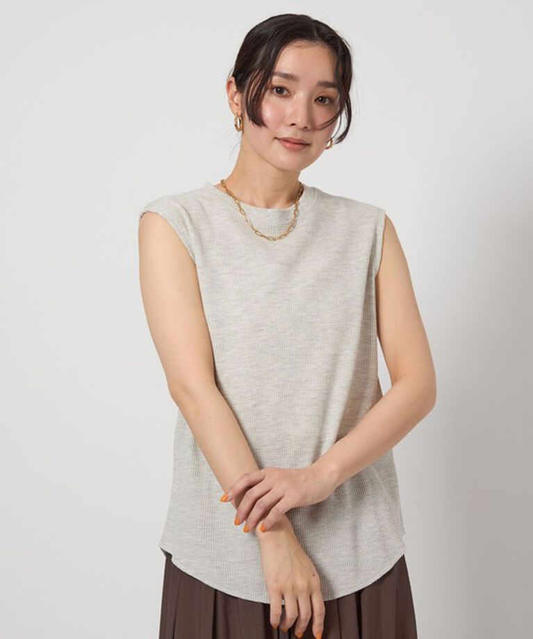 UNITED ARROWS green label relaxing「【WEB限定】＜at ease＞ワッフル ノースリーブ Tシャツ」|Tシャツ・カットソー|NATURAL