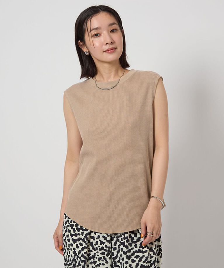 UNITED ARROWS green label relaxing「【WEB限定】＜at ease＞ワッフル ノースリーブ Tシャツ」|Tシャツ・カットソー|