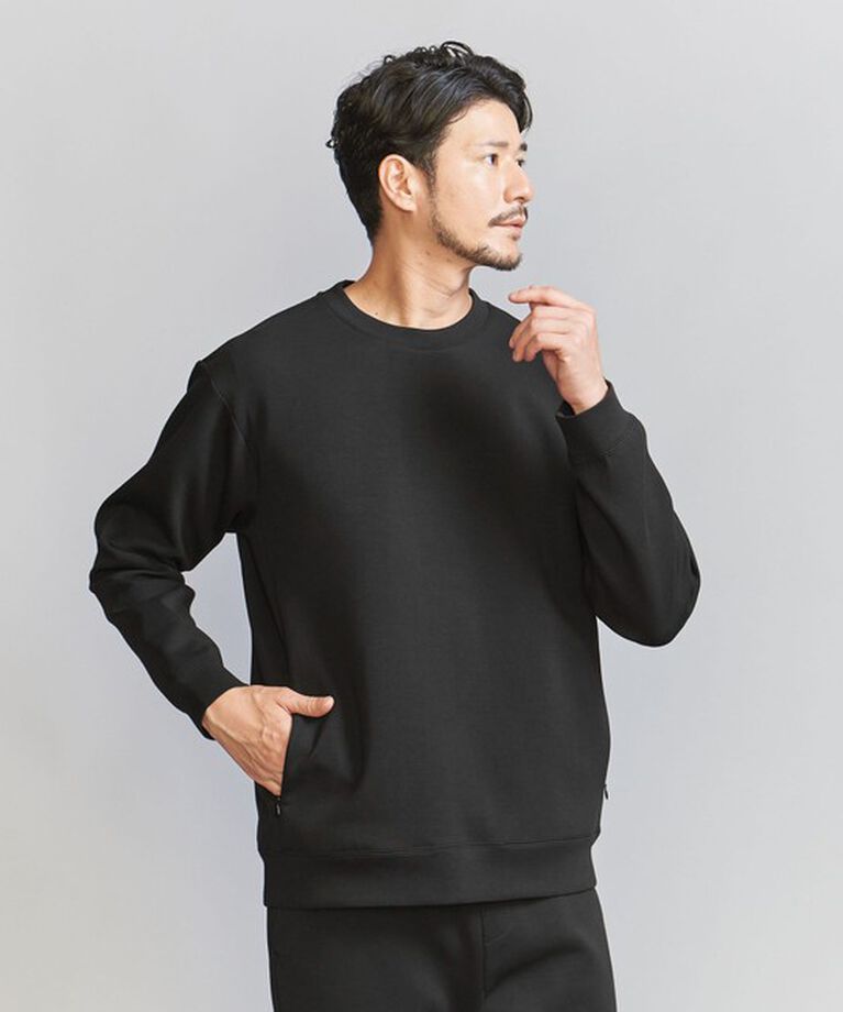 BEAUTY&YOUTH UNITED ARROWS「【WEB限定 WARDROBE SMART】ダブルニット クルーネック スウェット/セットアップ対応」|スウェット・ジャージ|BLACK