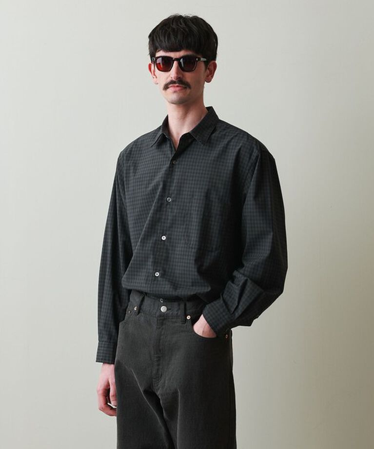 STEVEN ALAN「＜Steven Alan＞ TR オンブレ― チェック レギュラーカラー シャツ LOOSE」|シャツ・ブラウス|DK.GRAY