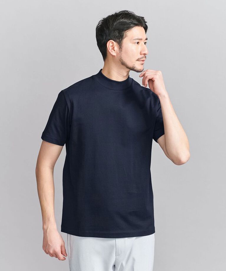 BEAUTY&YOUTH UNITED ARROWS「【WEB限定 WARDROBE SMART】クリア  ガスコットン モックネック カットソー【抗菌・防臭】」|Tシャツ・カットソー|NAVY