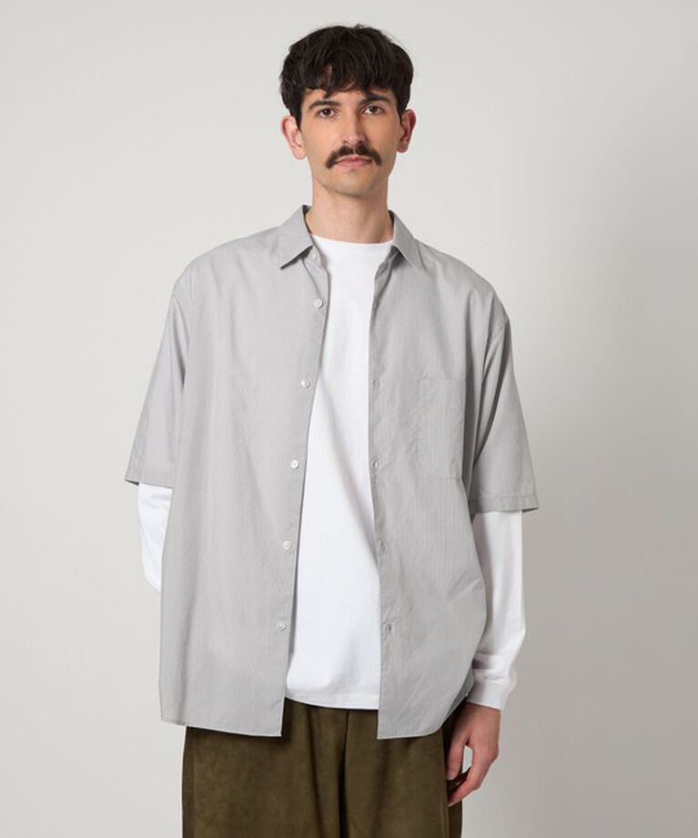 STEVEN ALAN「＜Steven Alan＞ C/L/S ストライプ レギュラーカラー シャツ ALINE LOOSE CASUAL」|シャツ・ブラウス|LT.GRAY