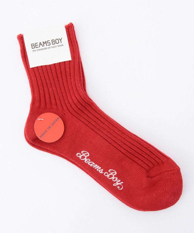 BEAMSBOY「1/2ソリッド リブ ソックス」|ソックス|RED
