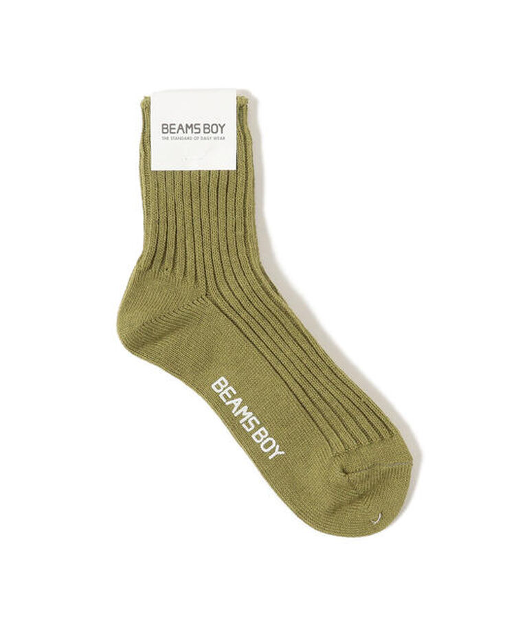 BEAMSBOY「1/2ソリッド リブ ソックス」|ソックス|OLIVE