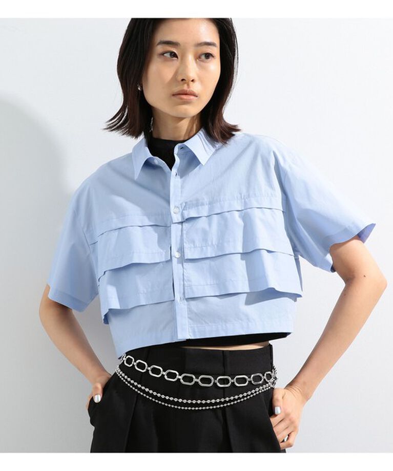 Ray BEAMS 「Ray BEAMS / ティアード クロップド シャツ」|シャツ・ブラウス|BLUE
