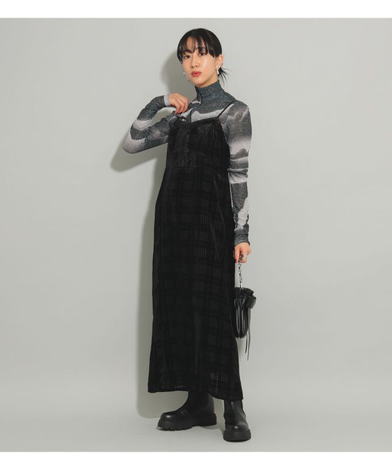 Ray BEAMS 「オパール チェック キャミ ワンピース」|ワンピース|BLACK