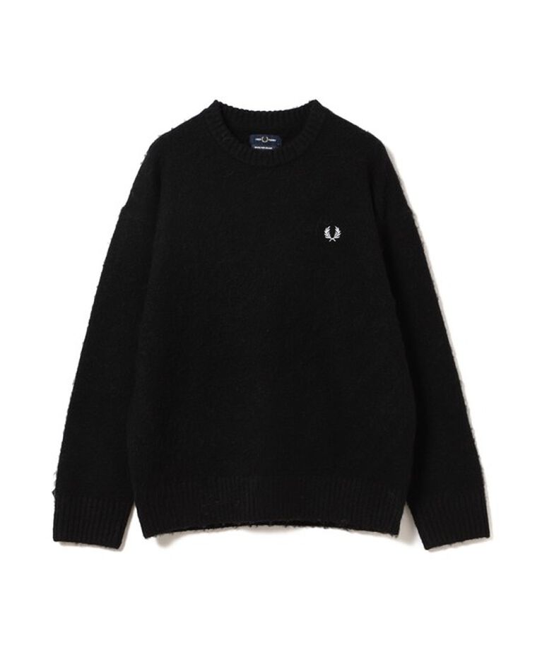 BEAMS「FRED PERRY / 別注 フラッフィ クルーネックニット」|ニット・セーター|BLACK