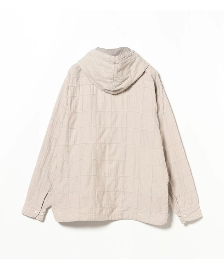 BEAMS「パッチワーク ヘリンボーン フードシャツ」|シャツ・ブラウス|