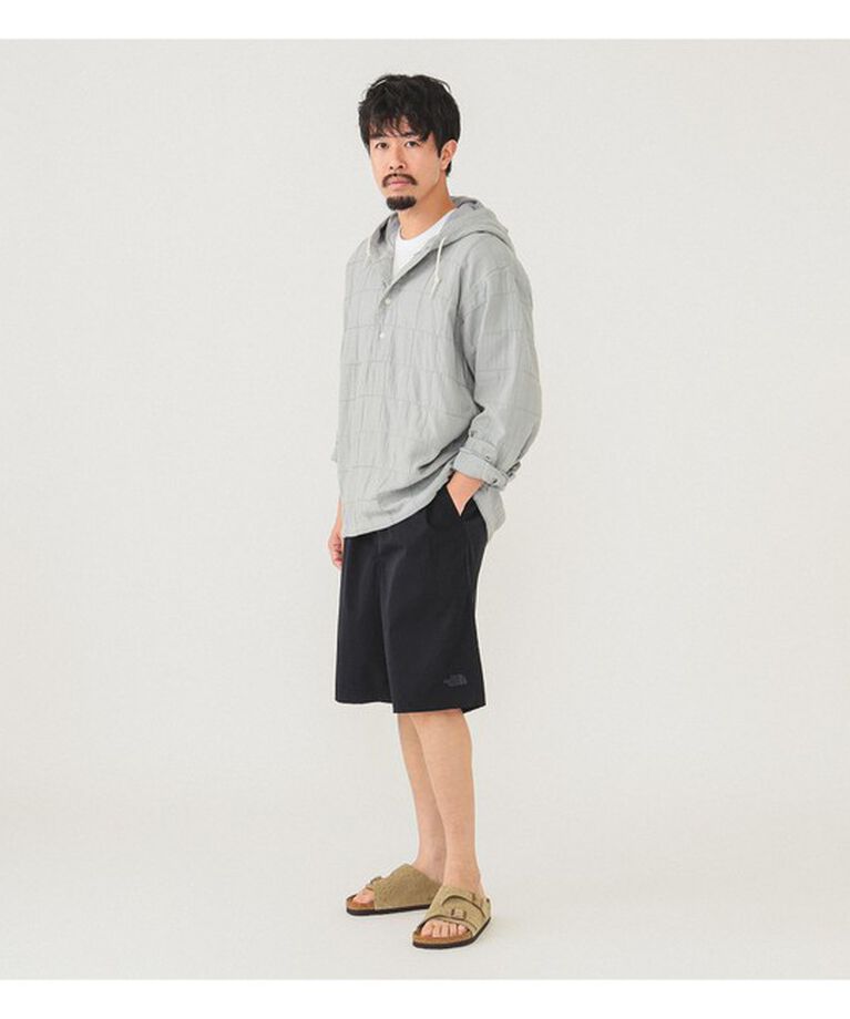 BEAMS「パッチワーク ヘリンボーン フードシャツ」|シャツ・ブラウス|