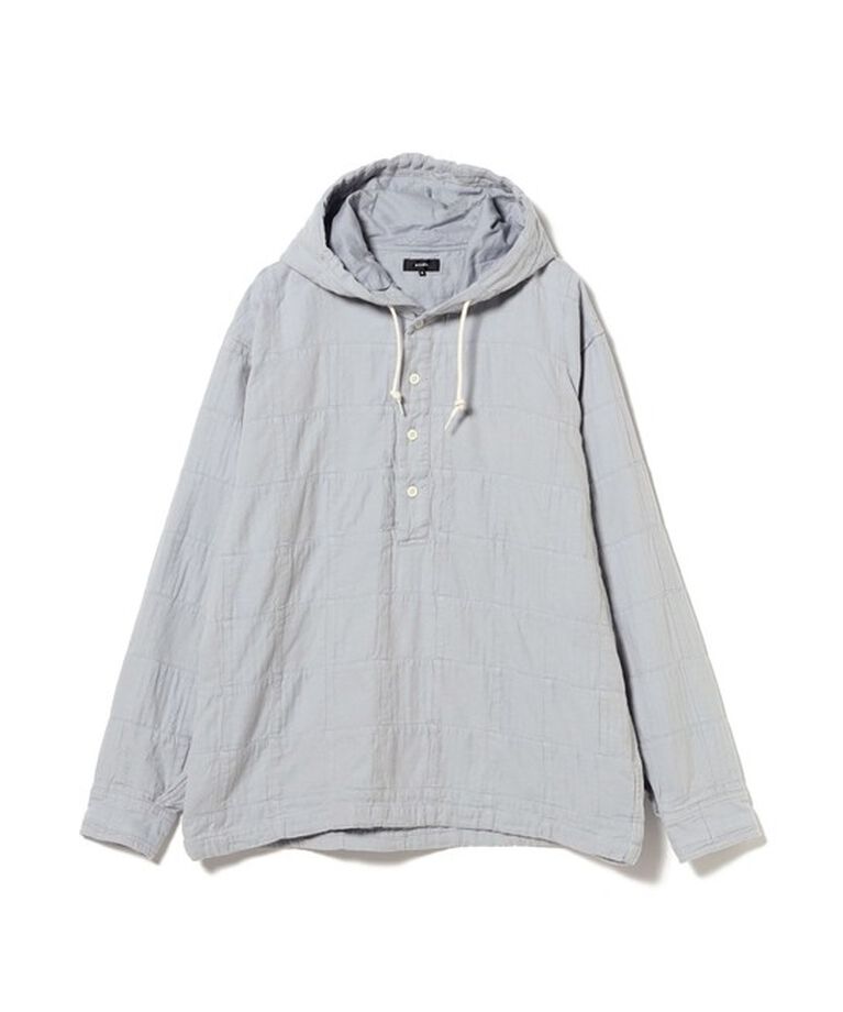 BEAMS「パッチワーク ヘリンボーン フードシャツ」|シャツ・ブラウス|