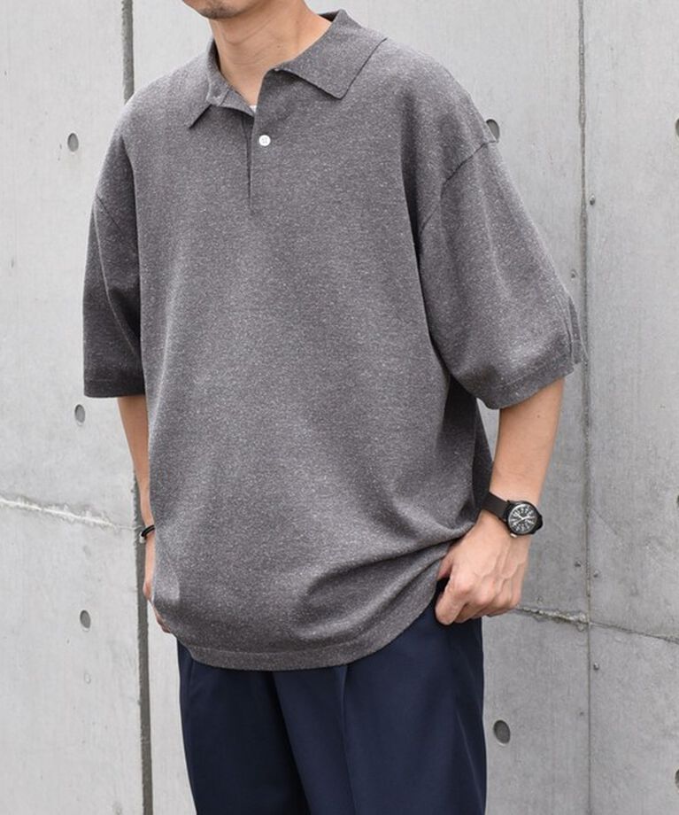 SHIPS any「SHIPS any:〈接触冷感〉ハイゲージ リネンミックス サマー ニット ポロシャツ 25SS◇」|ポロシャツ|