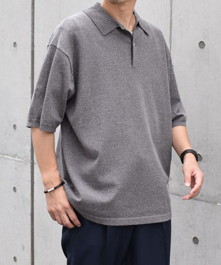 SHIPS any「SHIPS any:〈接触冷感〉ハイゲージ リネンミックス サマー ニット ポロシャツ 25SS◇」|ポロシャツ|
