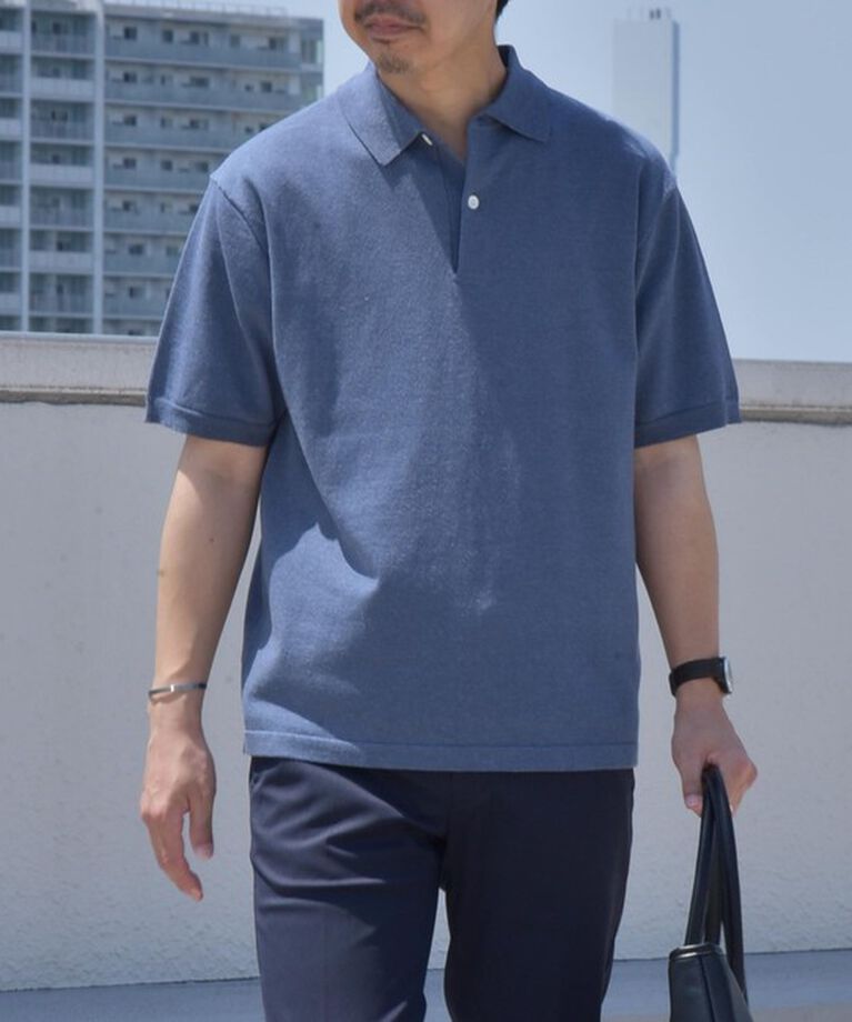 SHIPS any「SHIPS any:〈接触冷感〉ハイゲージ リネンミックス サマー ニット ポロシャツ 25SS◇」|ポロシャツ|
