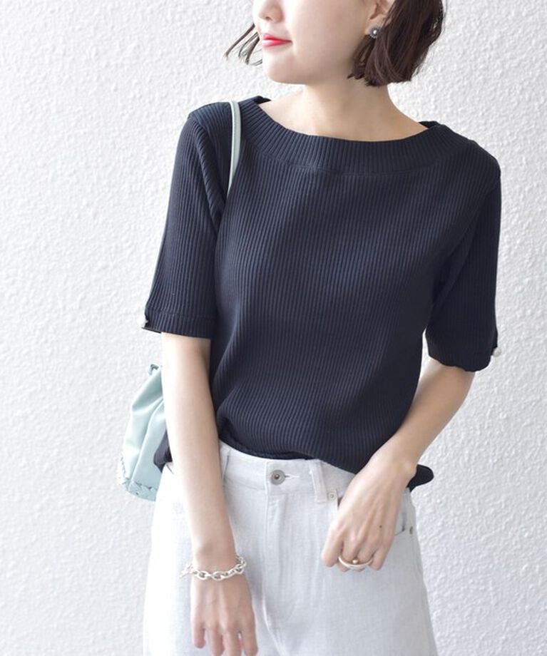 SHIPS for women「*オーガニックコットン バック クロス リブ トップス◇」|Tシャツ・カットソー|
