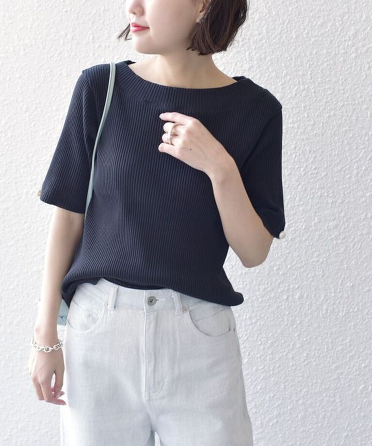 SHIPS for women「*オーガニックコットン バック クロス リブ トップス◇」|Tシャツ・カットソー|