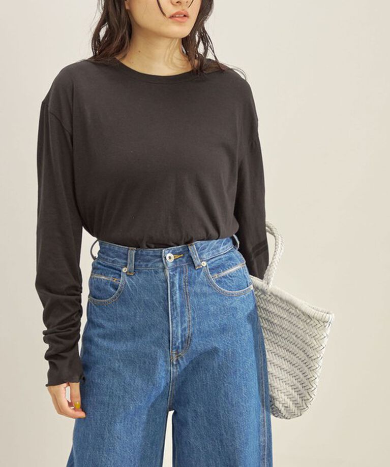 SHIPS for women「〈手洗い可能〉PLA ライト 天竺 ロングスリーブ TEE◇」|Tシャツ・カットソー|ブラック