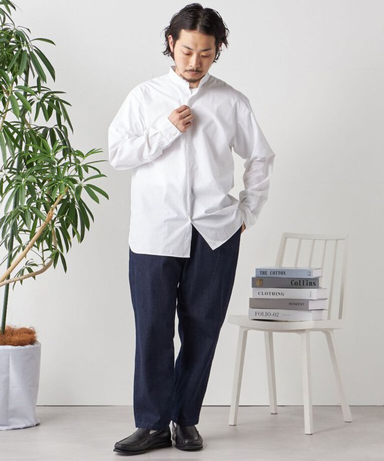 SHIPS any「SHIPS any: ストライプ / ソリッド リラックス バンドカラー シャツ 25SS◇」|シャツ・ブラウス|