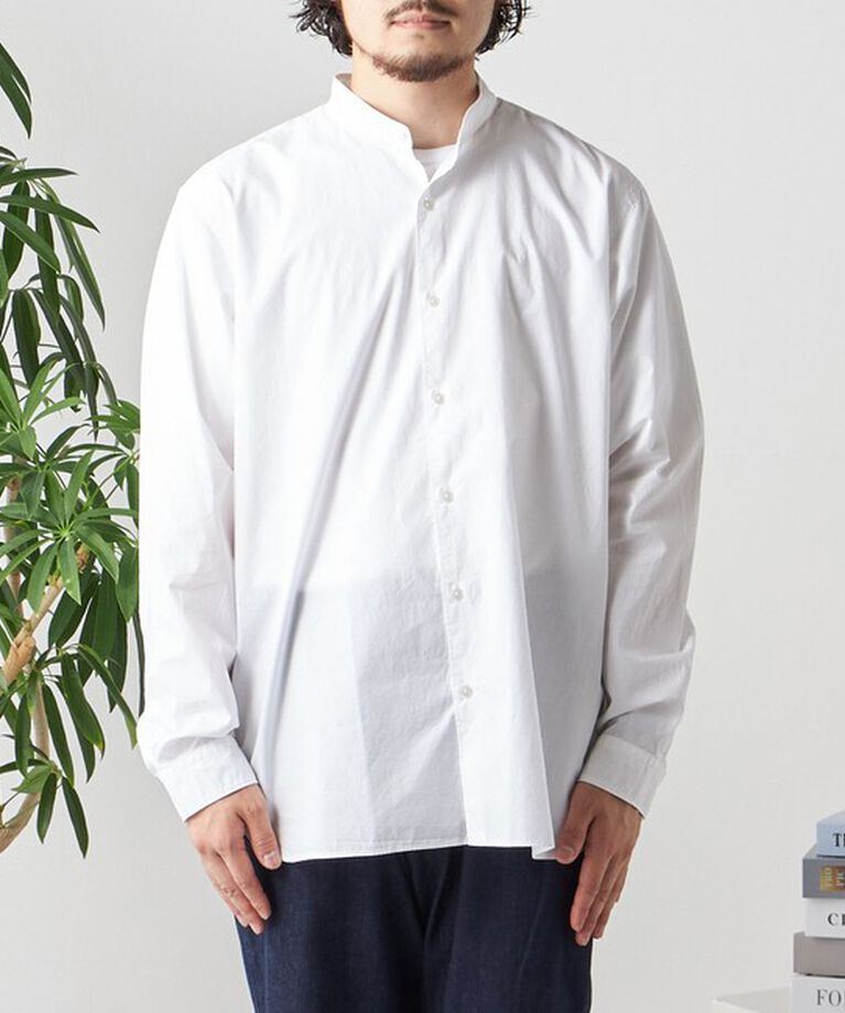 SHIPS any「SHIPS any: ストライプ / ソリッド リラックス バンドカラー シャツ 25SS◇」|シャツ・ブラウス|