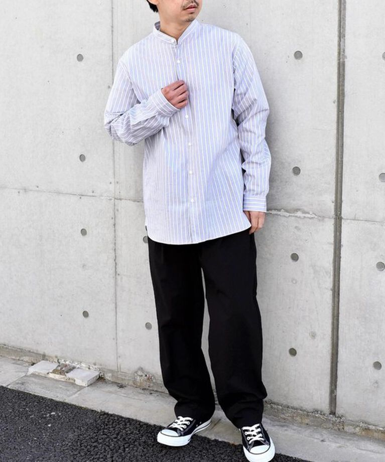 SHIPS any「SHIPS any: ストライプ / ソリッド リラックス バンドカラー シャツ 25SS◇」|シャツ・ブラウス|