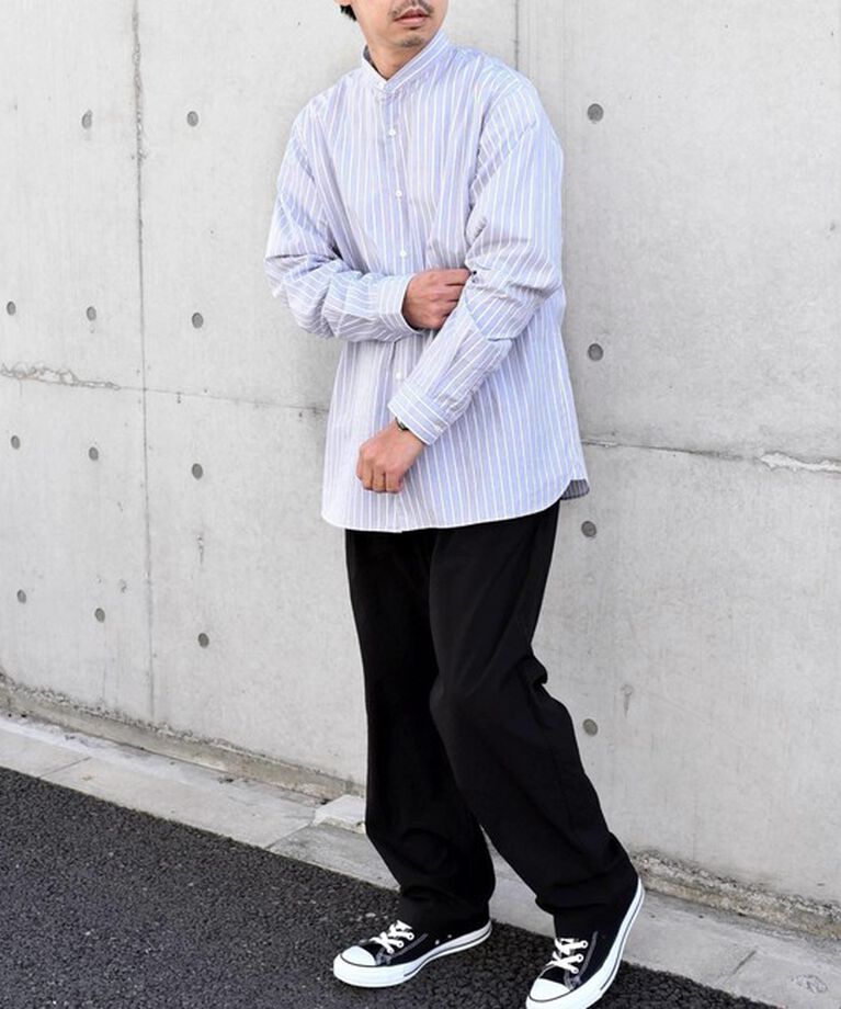 SHIPS any「SHIPS any: ストライプ / ソリッド リラックス バンドカラー シャツ 25SS◇」|シャツ・ブラウス|