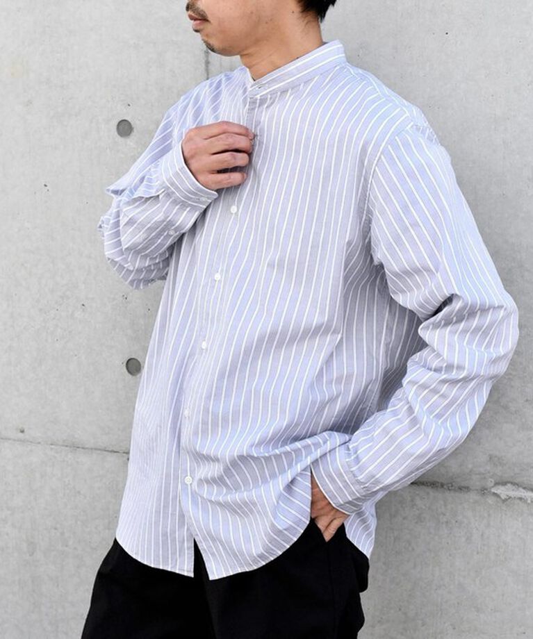 SHIPS any「SHIPS any: ストライプ / ソリッド リラックス バンドカラー シャツ 25SS◇」|シャツ・ブラウス|