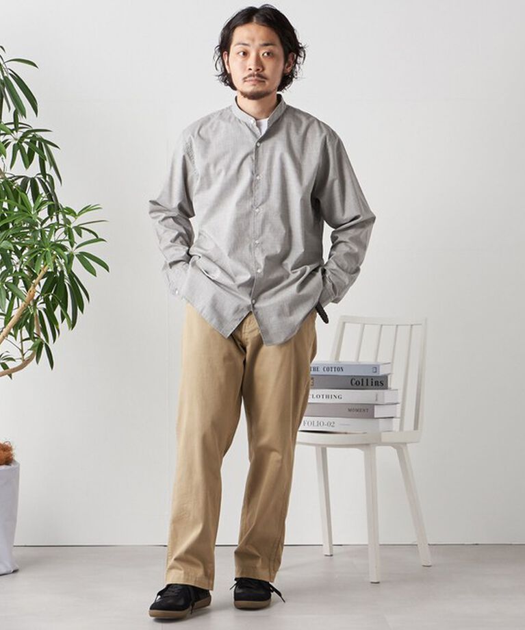 SHIPS any「SHIPS any: ストライプ / ソリッド リラックス バンドカラー シャツ 25SS◇」|シャツ・ブラウス|
