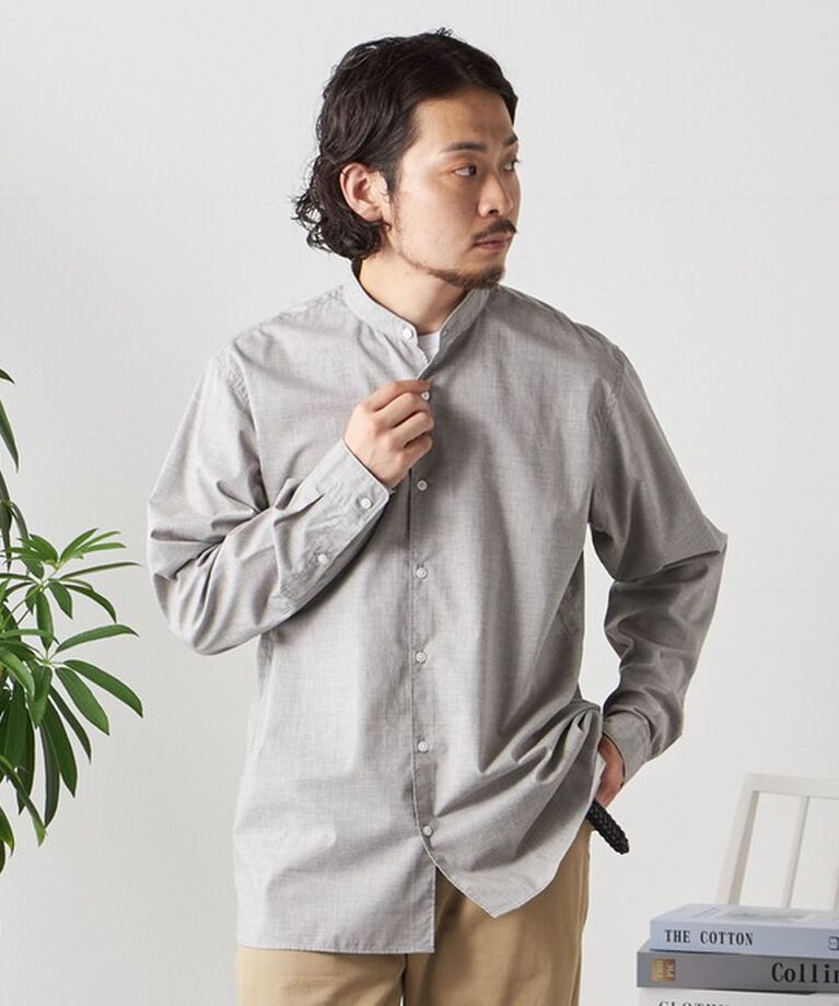 SHIPS any「SHIPS any: ストライプ / ソリッド リラックス バンドカラー シャツ 25SS◇」|シャツ・ブラウス|