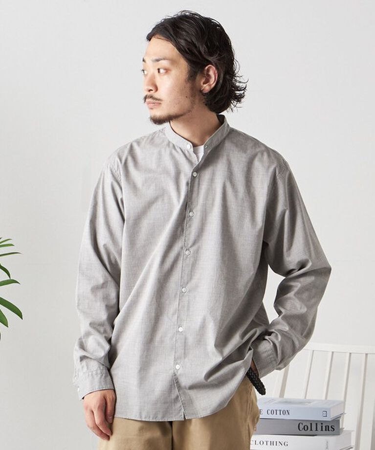 SHIPS any「SHIPS any: ストライプ / ソリッド リラックス バンドカラー シャツ 25SS◇」|シャツ・ブラウス|