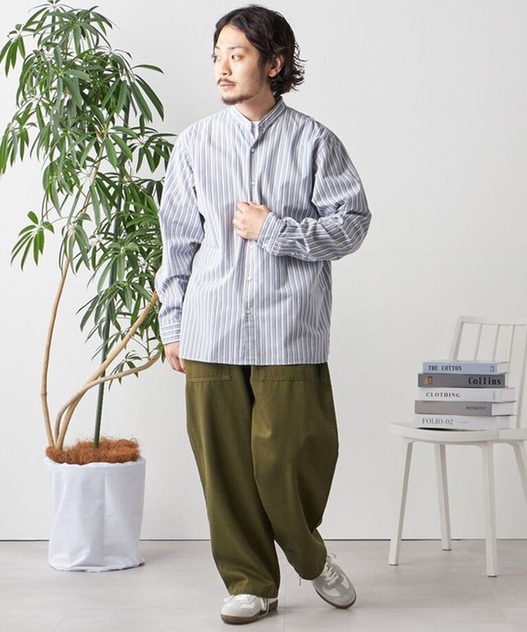 SHIPS any「SHIPS any: ストライプ / ソリッド リラックス バンドカラー シャツ 25SS◇」|シャツ・ブラウス|