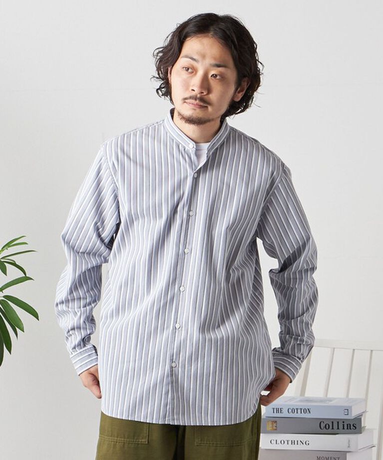 SHIPS any「SHIPS any: ストライプ / ソリッド リラックス バンドカラー シャツ 25SS◇」|シャツ・ブラウス|
