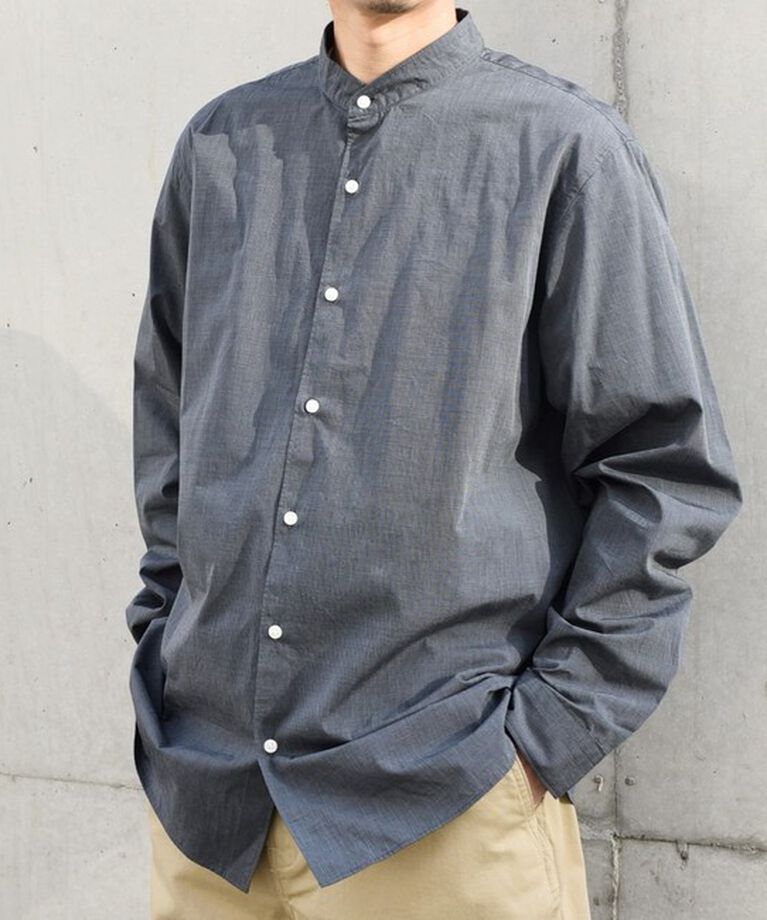SHIPS any「SHIPS any: ストライプ / ソリッド リラックス バンドカラー シャツ 25SS◇」|シャツ・ブラウス|
