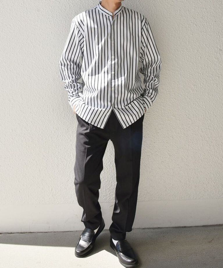 SHIPS any「SHIPS any: ストライプ / ソリッド リラックス バンドカラー シャツ 25SS◇」|シャツ・ブラウス|