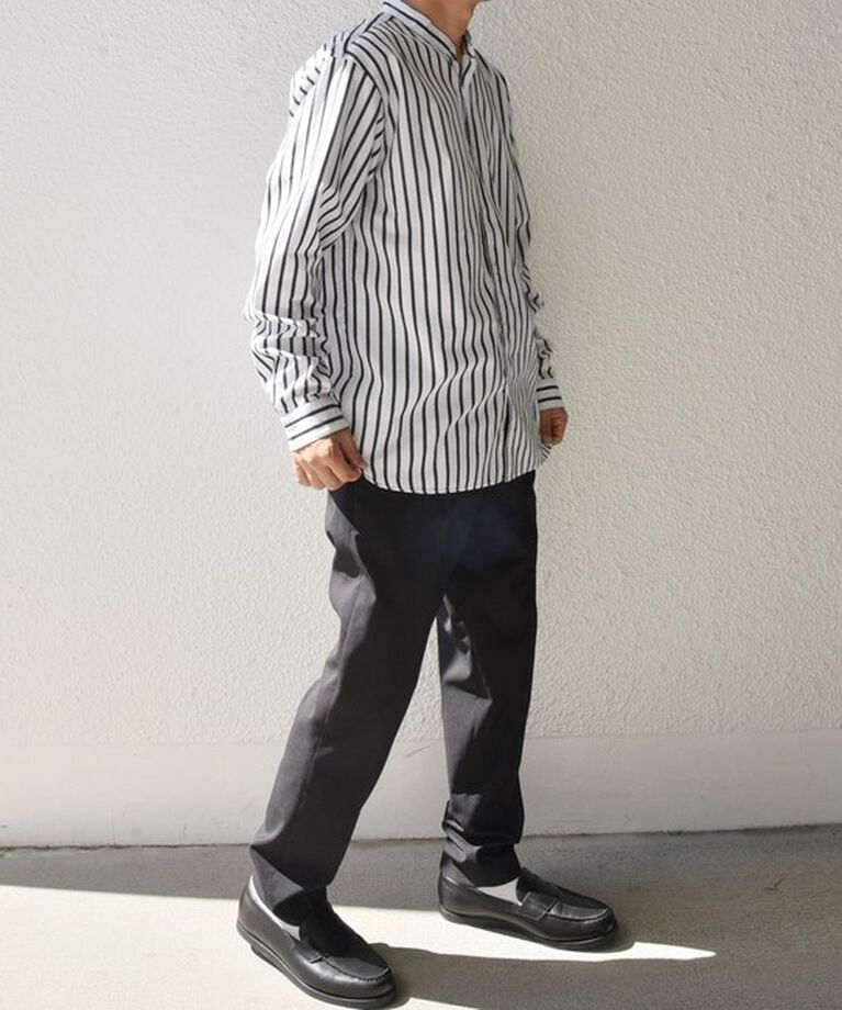 SHIPS any「SHIPS any: ストライプ / ソリッド リラックス バンドカラー シャツ 25SS◇」|シャツ・ブラウス|