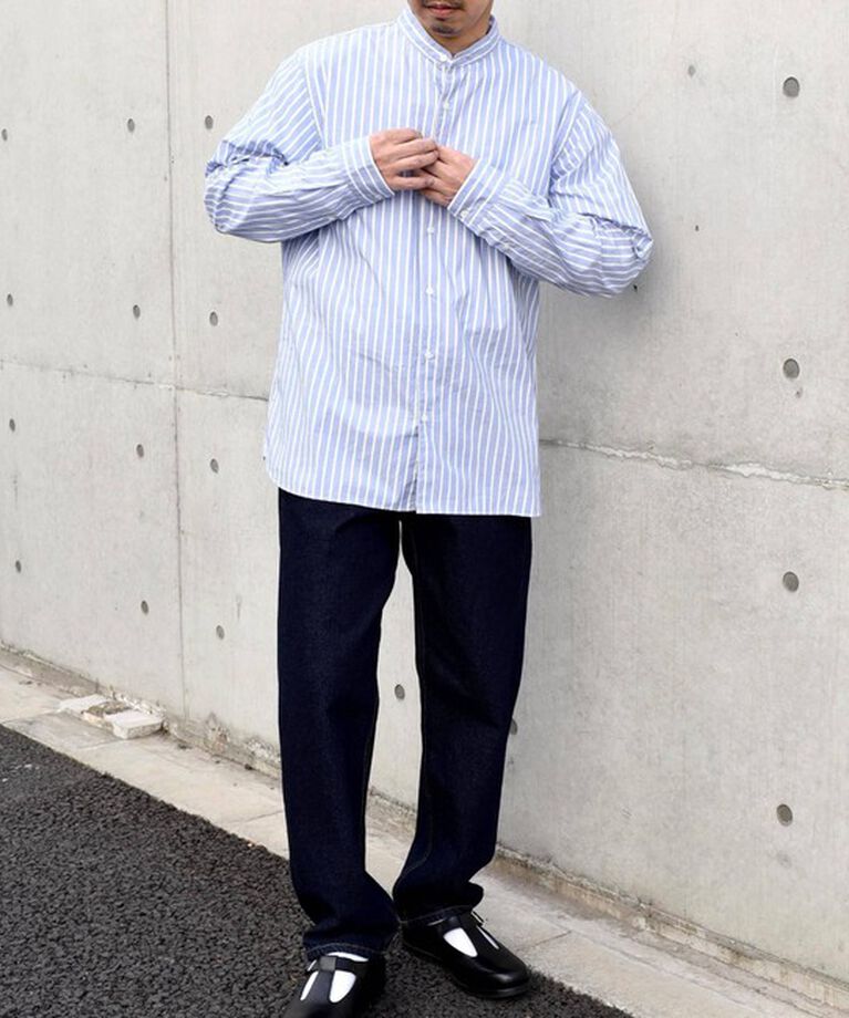 SHIPS any「SHIPS any: ストライプ / ソリッド リラックス バンドカラー シャツ 25SS◇」|シャツ・ブラウス|