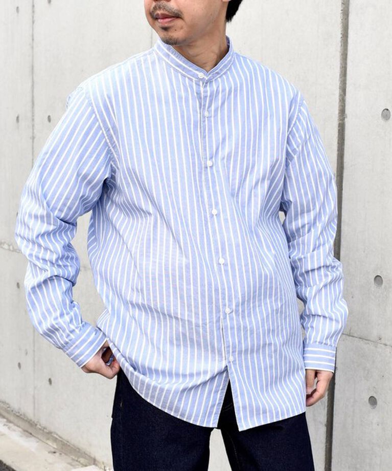 SHIPS any「SHIPS any: ストライプ / ソリッド リラックス バンドカラー シャツ 25SS◇」|シャツ・ブラウス|
