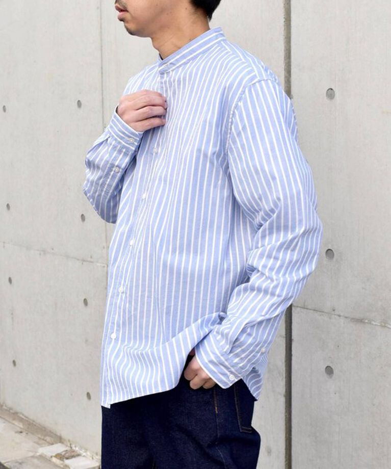 SHIPS any「SHIPS any: ストライプ / ソリッド リラックス バンドカラー シャツ 25SS◇」|シャツ・ブラウス|