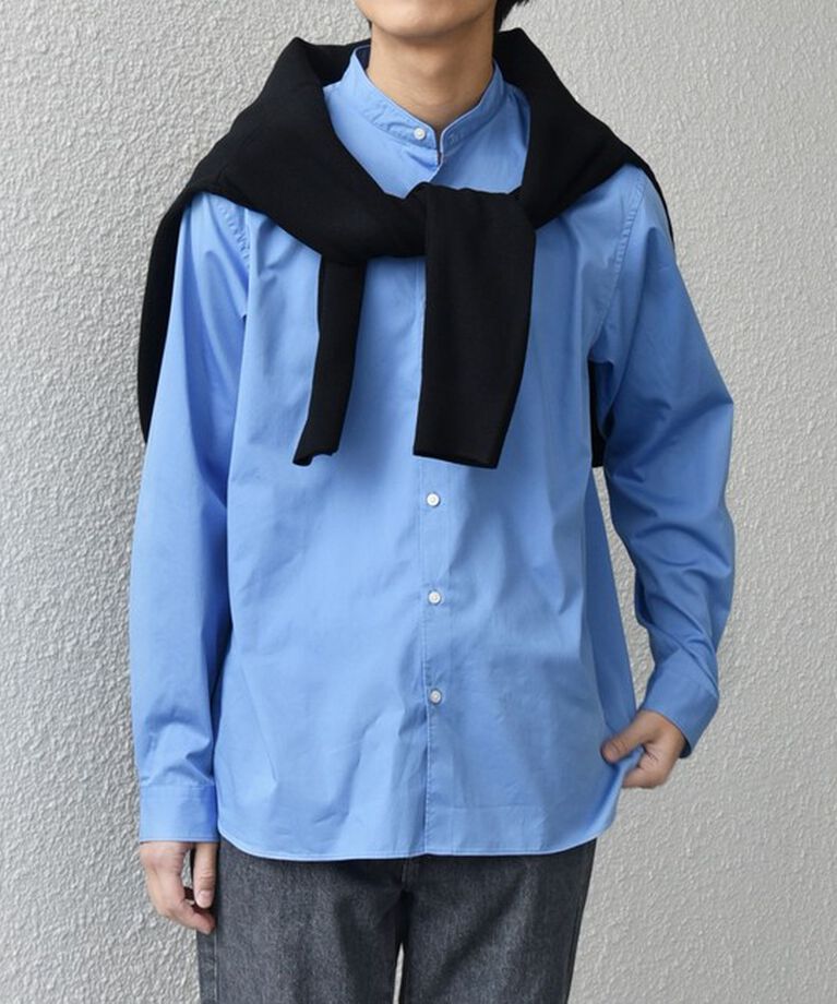 SHIPS any「SHIPS any: ストライプ / ソリッド リラックス バンドカラー シャツ 25SS◇」|シャツ・ブラウス|ロイヤルブルー