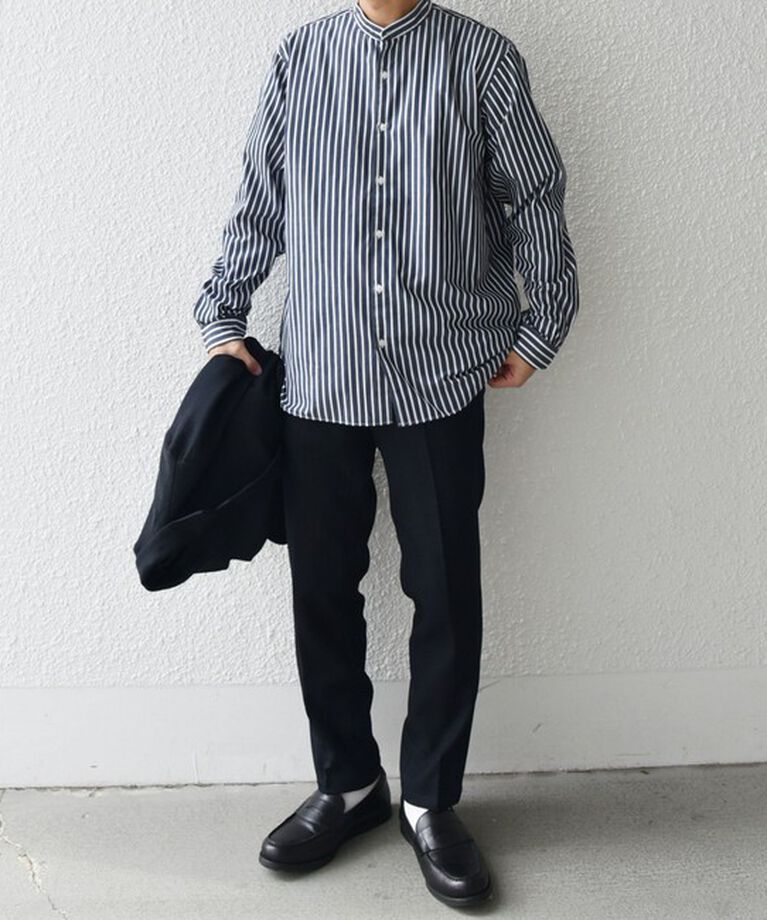 SHIPS any「SHIPS any: ストライプ / ソリッド リラックス バンドカラー シャツ 25SS◇」|シャツ・ブラウス|