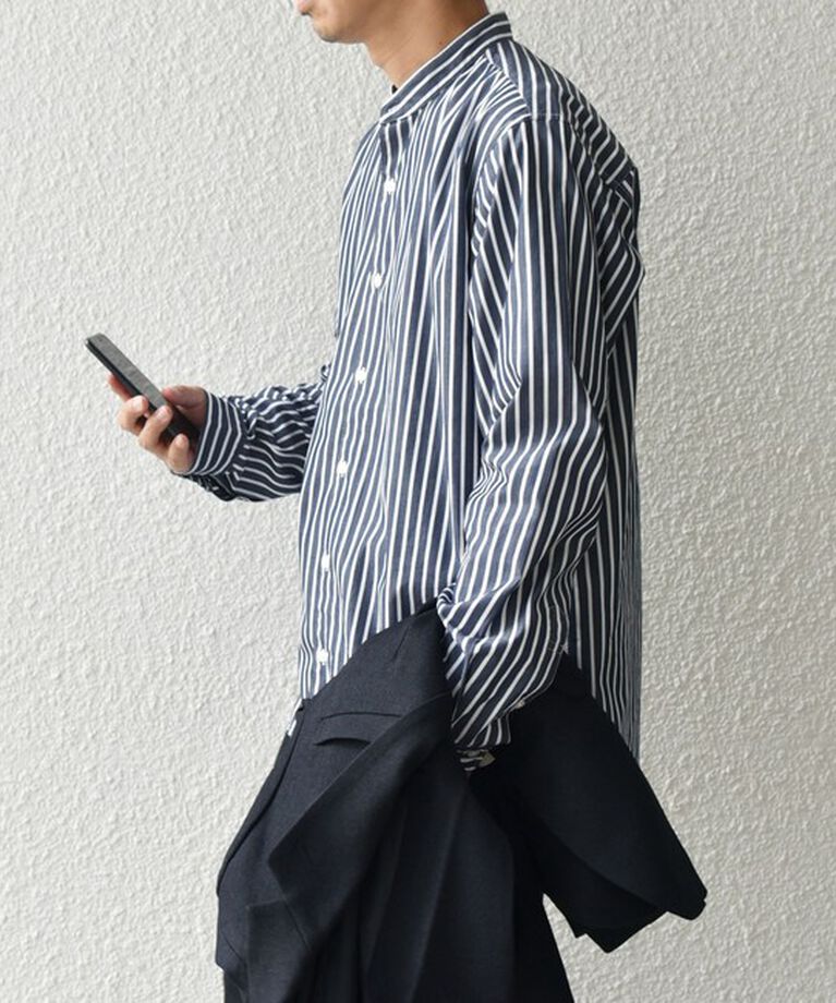 SHIPS any「SHIPS any: ストライプ / ソリッド リラックス バンドカラー シャツ 25SS◇」|シャツ・ブラウス|