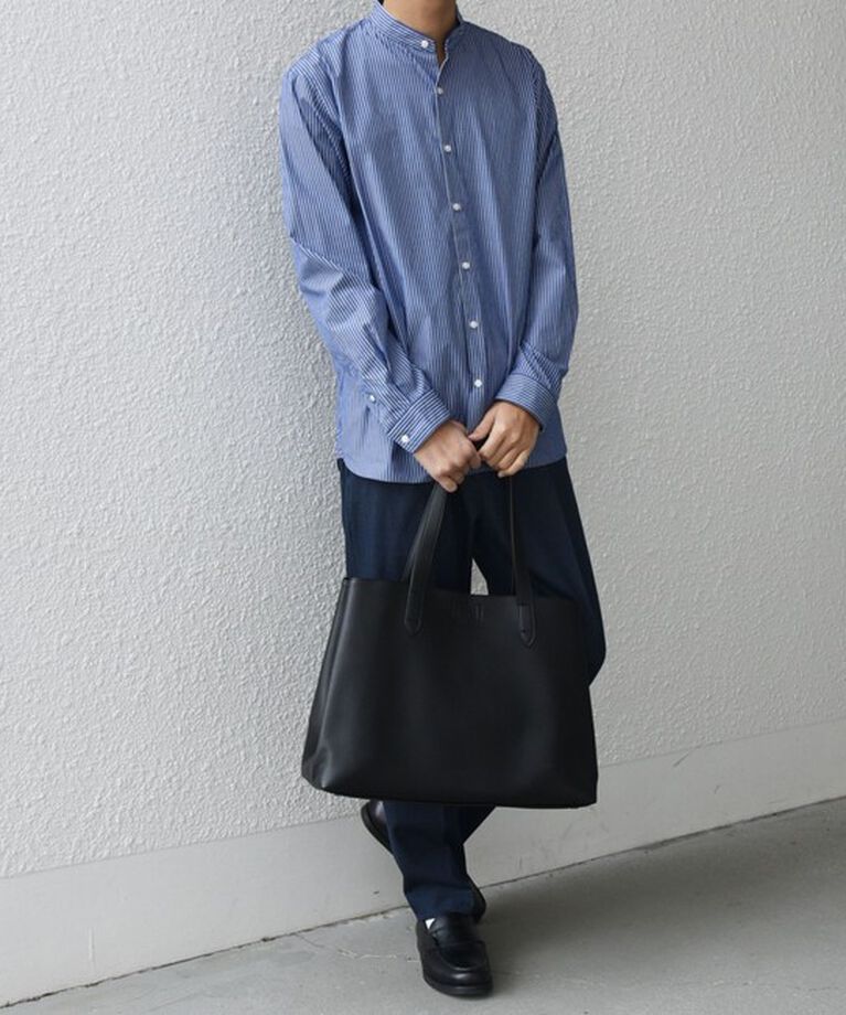 SHIPS any「SHIPS any: ストライプ / ソリッド リラックス バンドカラー シャツ 25SS◇」|シャツ・ブラウス|