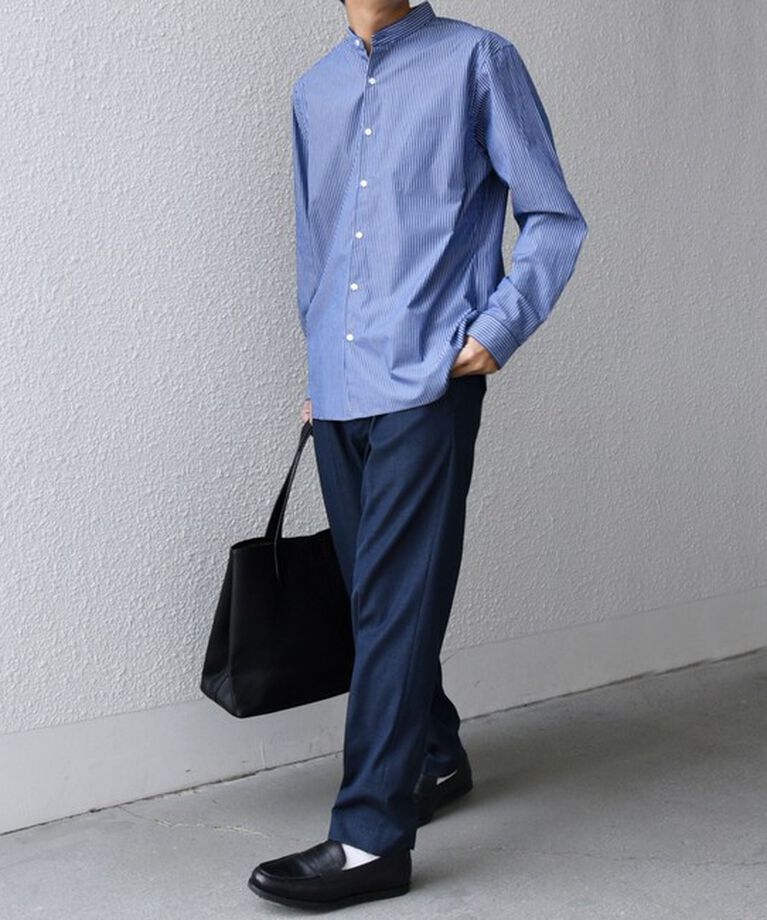 SHIPS any「SHIPS any: ストライプ / ソリッド リラックス バンドカラー シャツ 25SS◇」|シャツ・ブラウス|