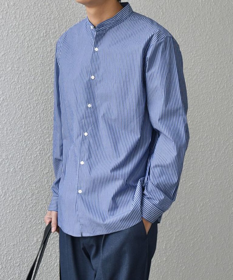 SHIPS any「SHIPS any: ストライプ / ソリッド リラックス バンドカラー シャツ 25SS◇」|シャツ・ブラウス|